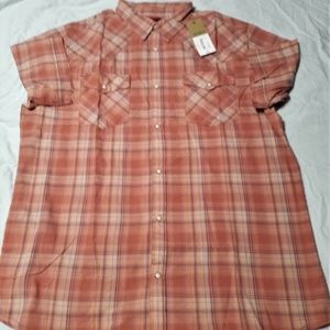 Foundry XL Tall Mens Red Plaid Short Sleeve NWT